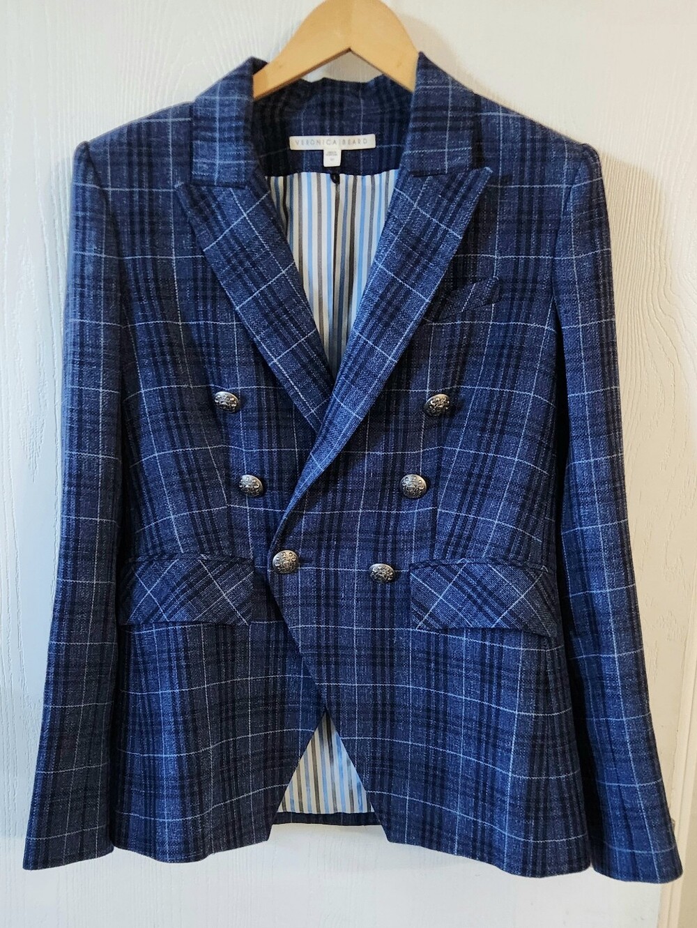 Veronica Beard Miller Wool Blend Plaid Dickey Blazer